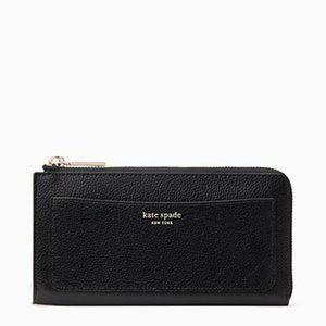 kate spade eva wallet L zip continental black Leather